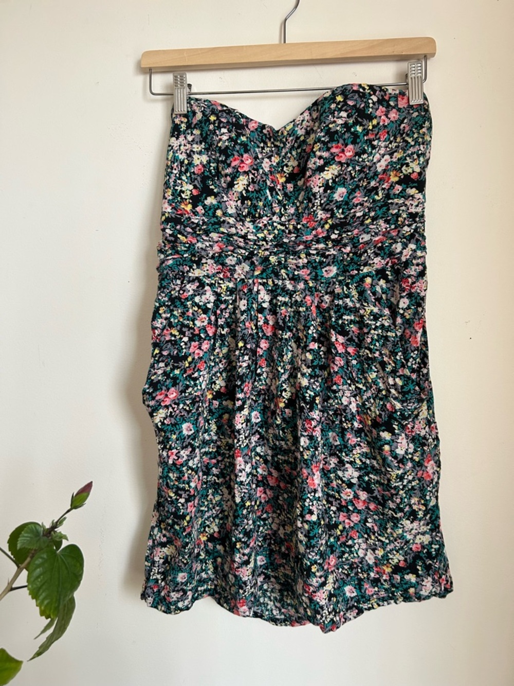 Kismet Black Floral Strapless dress